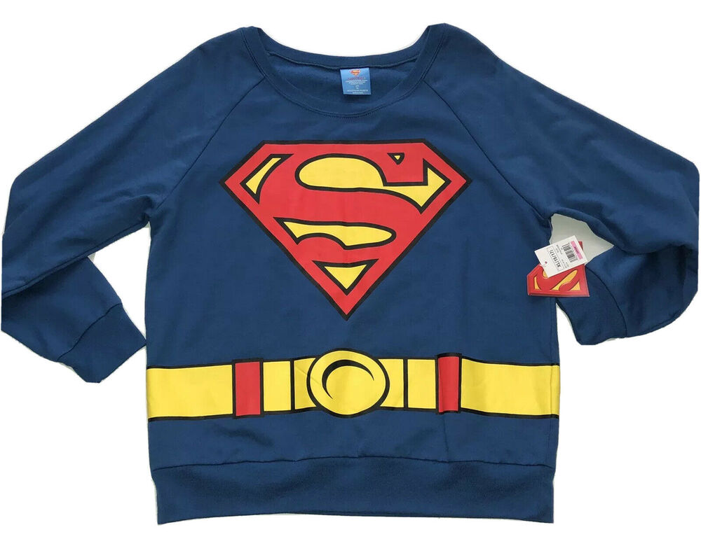 Superman Womens Supergirl Pullover Sweatshirt Costume Cosplay Jrs Size XL 15/17